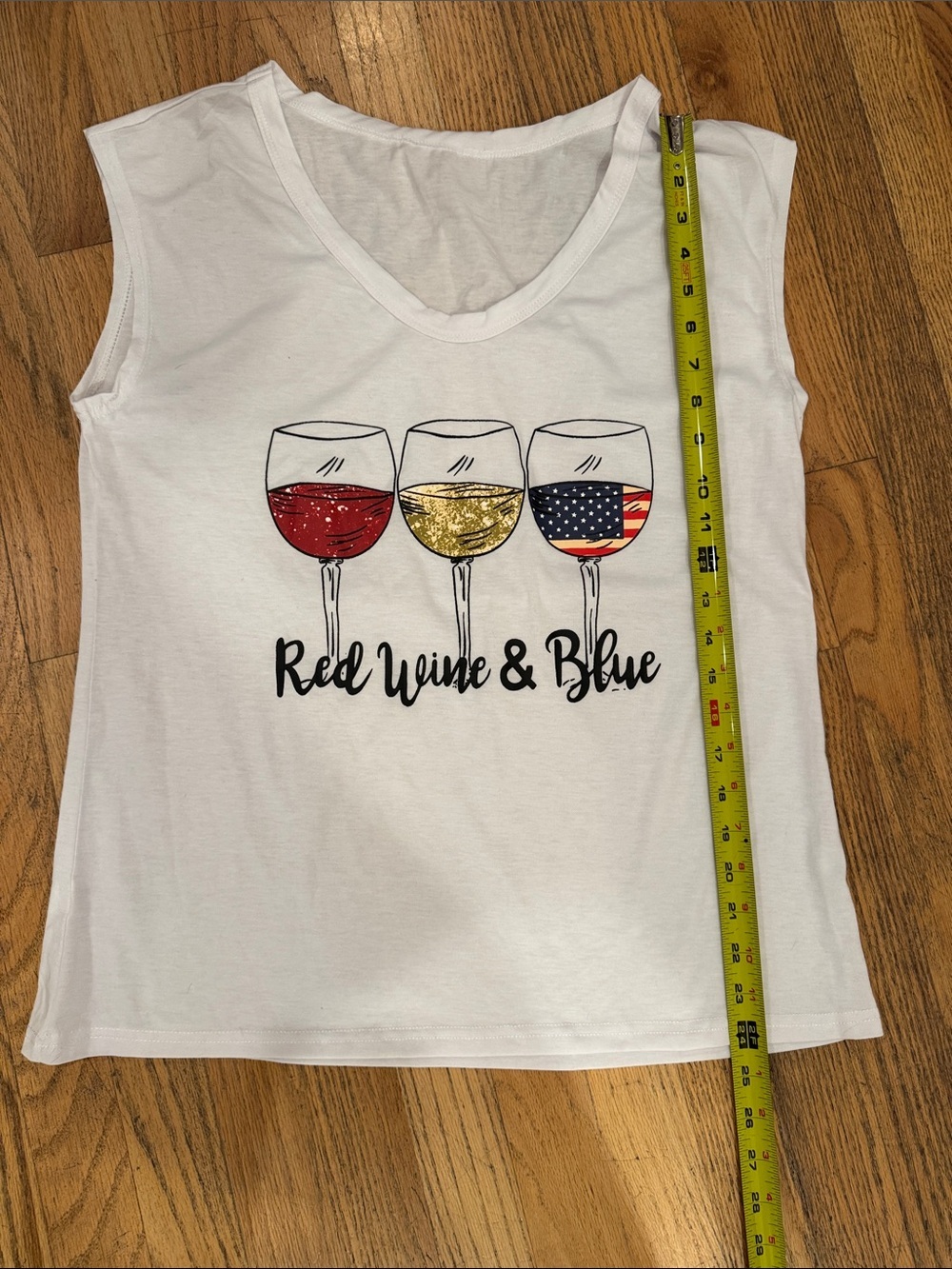 Red Wine & Blue Graphic Tank Top - White - Picture 3 of 5